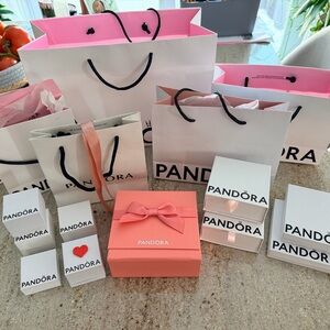 Huge lot of Pandora branded Gift boxes and bags
